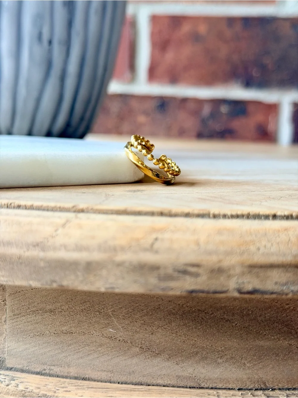 Gold Double Beaded Ring